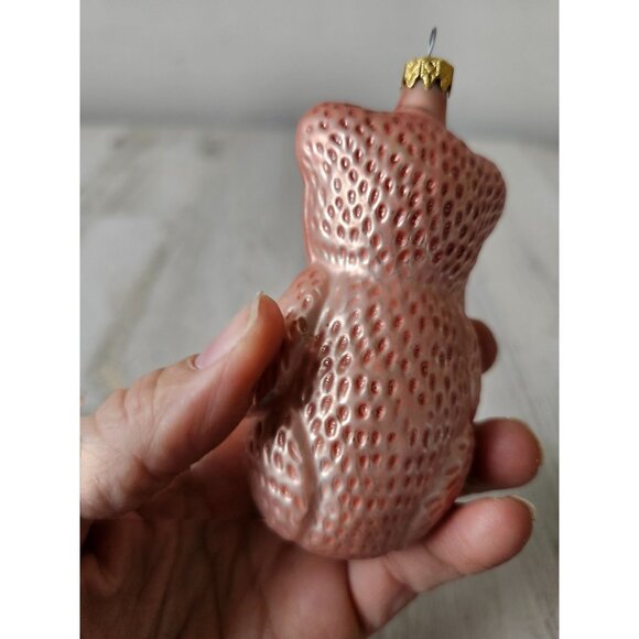 Vintage Columbia Glass Bear Mercury ornament glitter pink Xmas tree circus - Picture 3 of 8